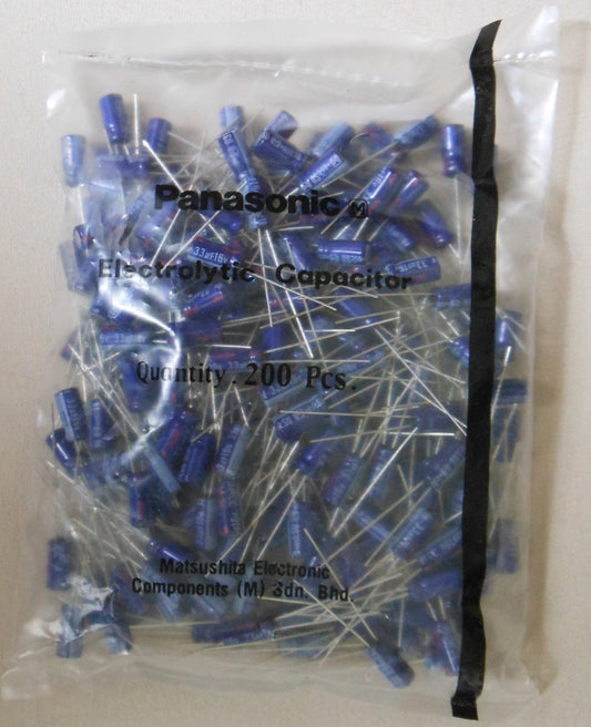 (NOS)  200 pcs - Panasonic 16v 33uf Electrolytic Capacitors