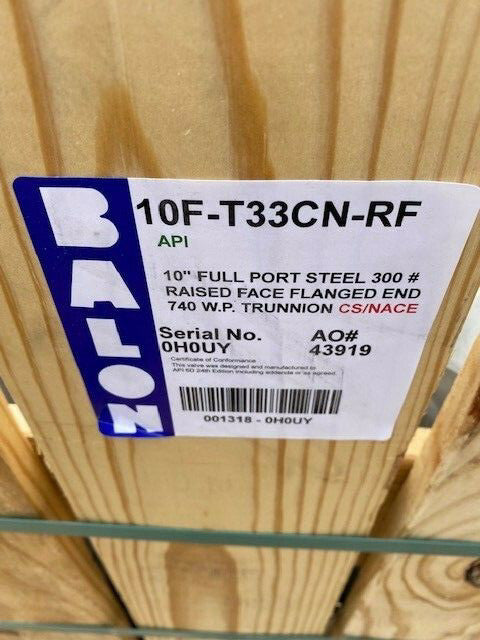 10FT33CNRF BALON 10" FULL PORT STEEL 300 # RAISED FACE FLANGED TRUNNION BALL