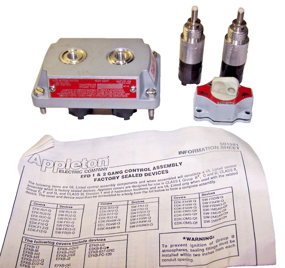 NEW APPLETON 1 & 2 GANG CONTROL ASSEMBLY 600 VAC  EFKBU2