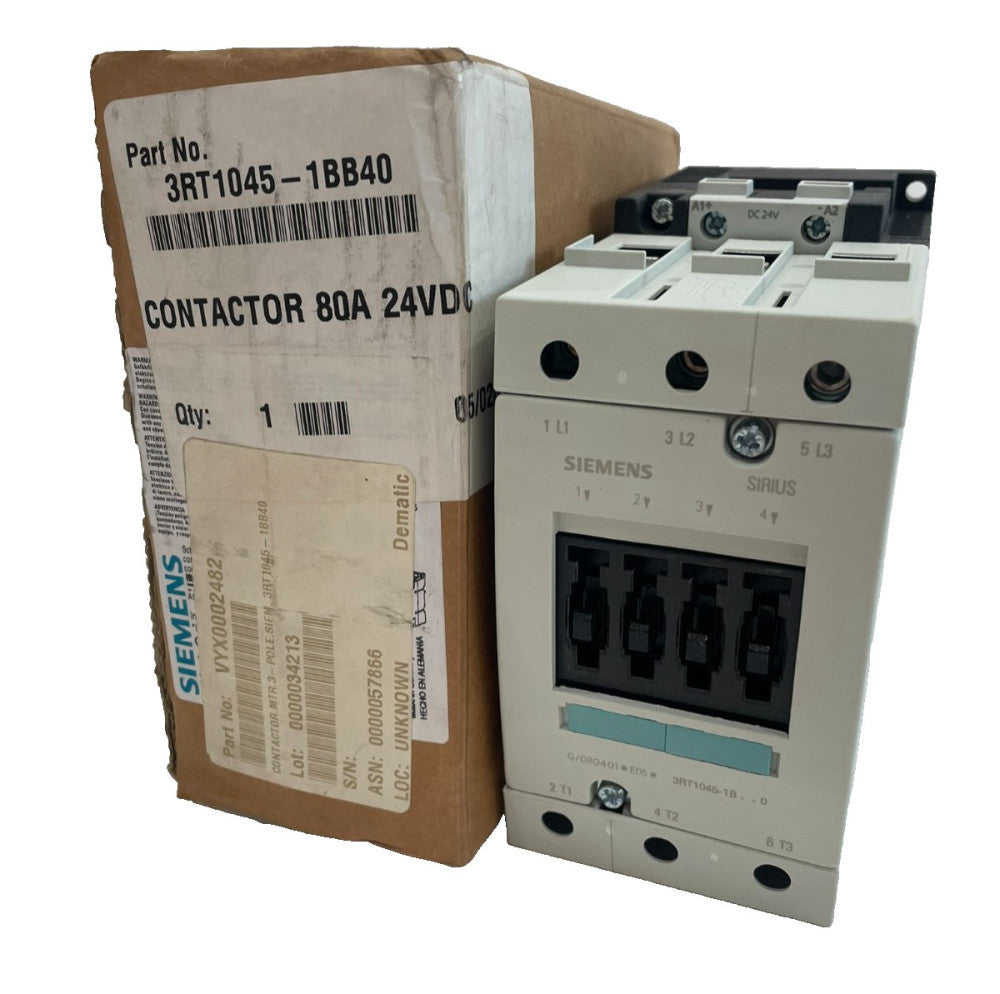 NEW SIEMENS 3RT1045-1BB40 CONTACTOR 80A 24VDC 3RT10451BB40