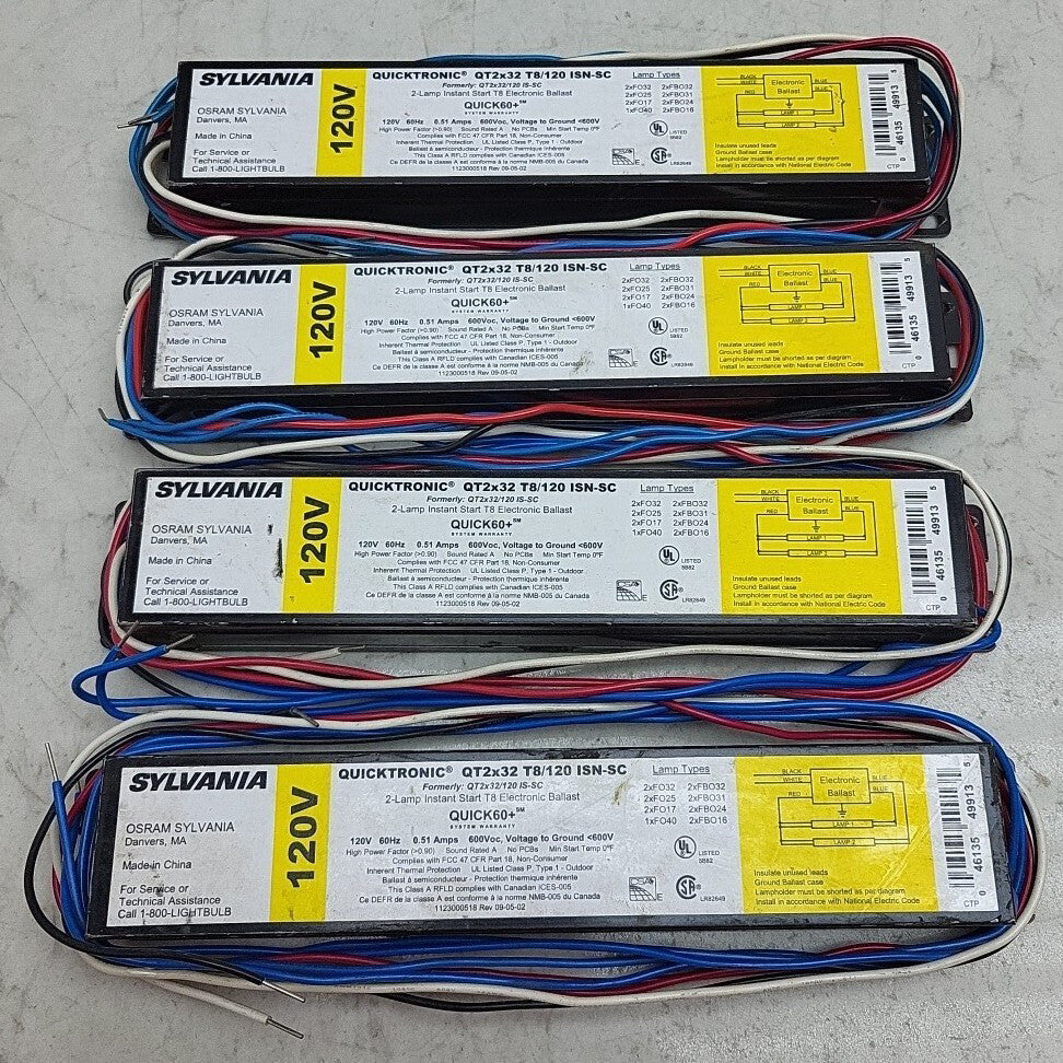 4 Pack Sylvania QT2x32 T8/120 ISN-SC 2 T8 120V Ballast *USED 