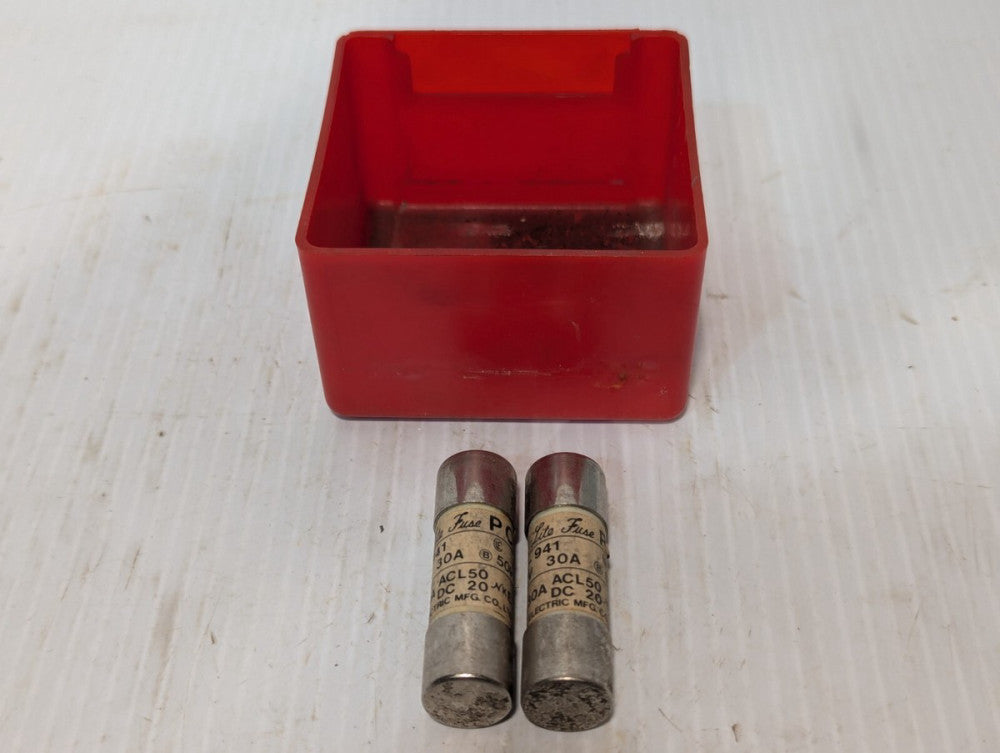 Lot of 2 Utsunomiya PC1-30 Cello-Lite Fuse, 30A, 500VAC, 250VDC, 50kA, 32-941