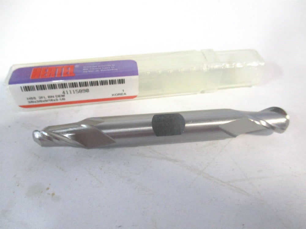(E211202401) 3/8" x 9/16" x 3/8" x 3-1/8" OAL HSS Spiral 2 Flute Ball End Mill