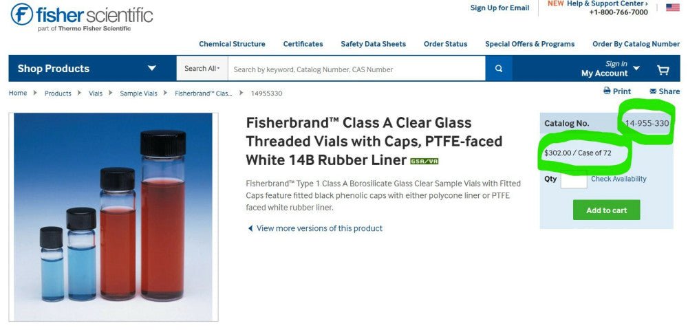 20ml Clear Borosilicate Sample Vials with Black Phenolic Rubber Caps  [A8TP]