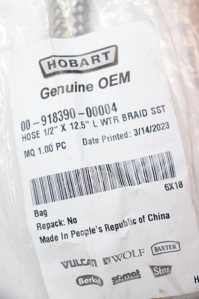 Hobart Hose Wtr Braid Stainless Steel 1/2" x 12.5" L 00-918390-00004 