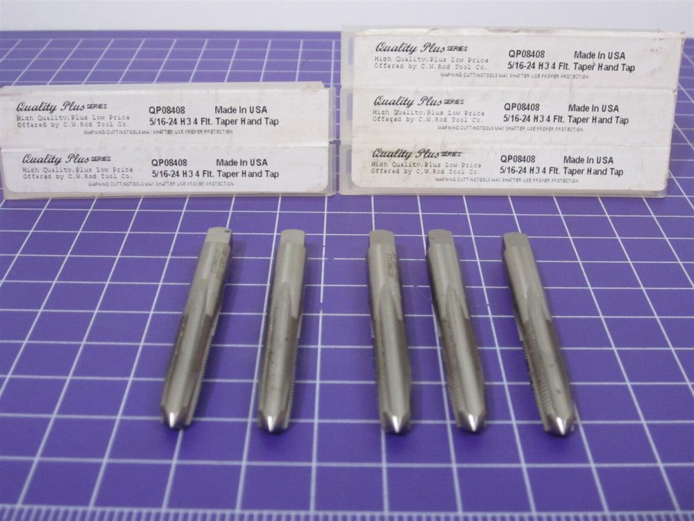 Quality Plus 5/16-24 H3 4F Taper Hand Taps Made in USA Pack Of 5
