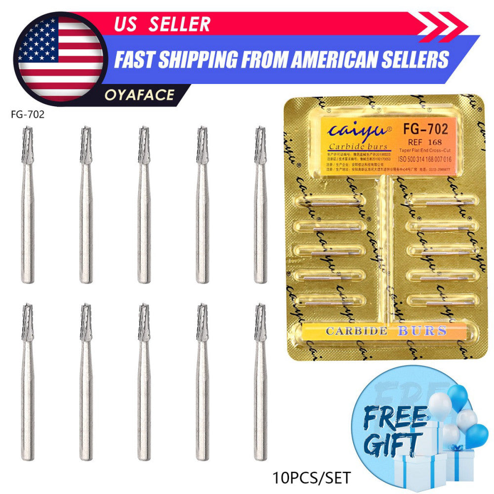 10 pcs Dental Carbide Steel Burs Drills for High Speed Handpiece Dentist FG Bur