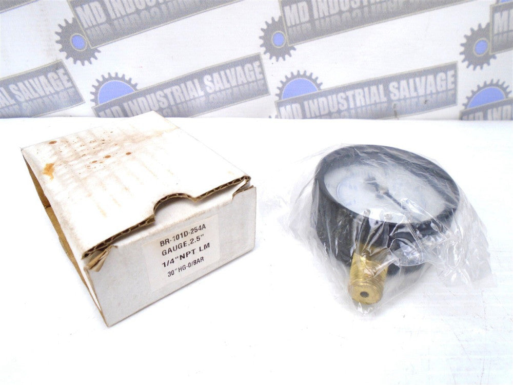 BLUE RIBBON - BR-101D-254A - 2.5" VACUUM GAUGE - 1/4" LMT LM (-30-0) 30"HG-0/BAR