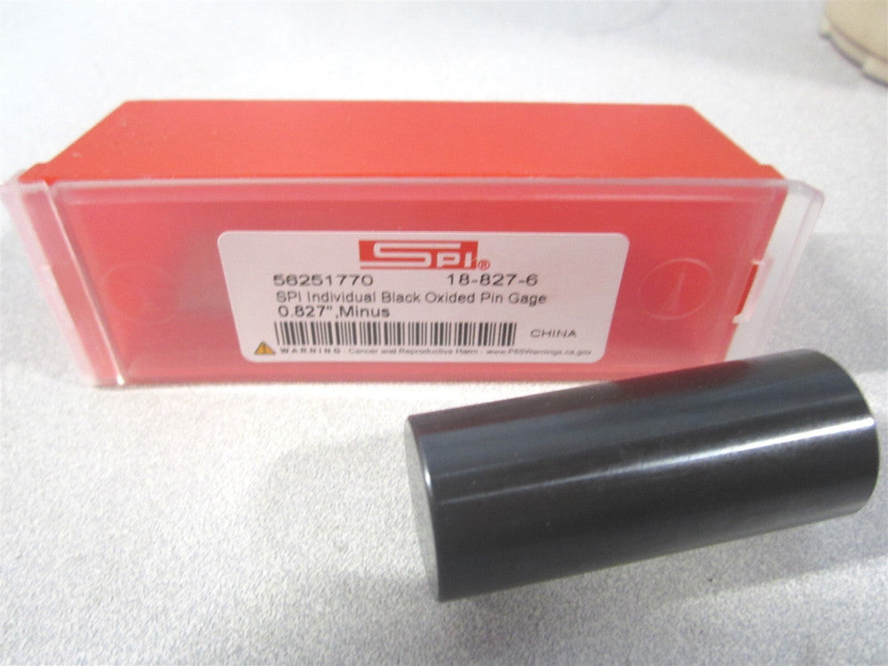 SPI (18-827-6) 0.8270" Dia Black Oxide Class ZZ Minus Plug & Pin Gage
