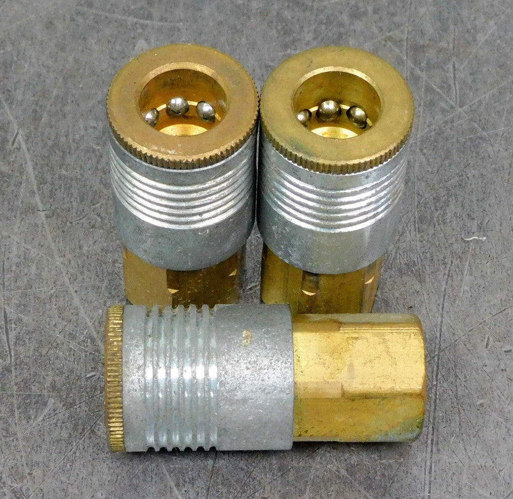 Parker - B25 Quick Connect Brass Air Coupler 3/8in. NPT 300 PSI Lot of Three (3)