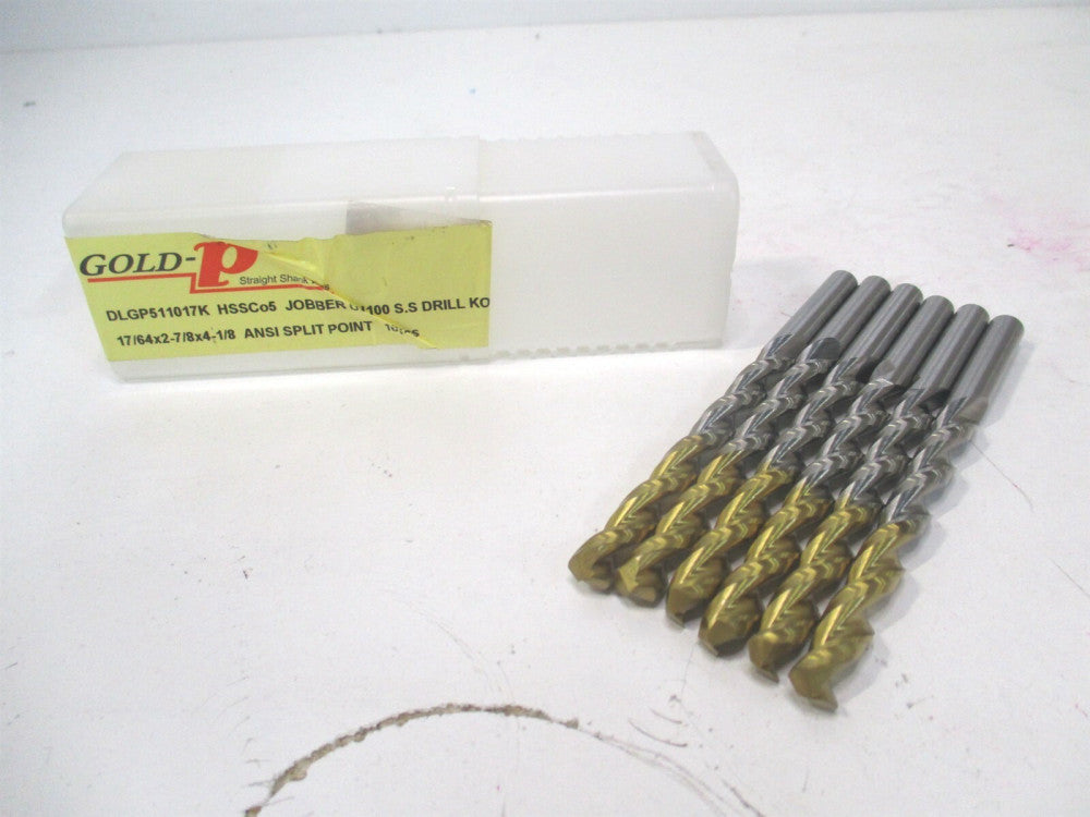 YG-1 (DGLP511017K) 17/64" x 2-7/8" x 4-1/8" OALHSS Jobber Drill Bit - Pack of 6