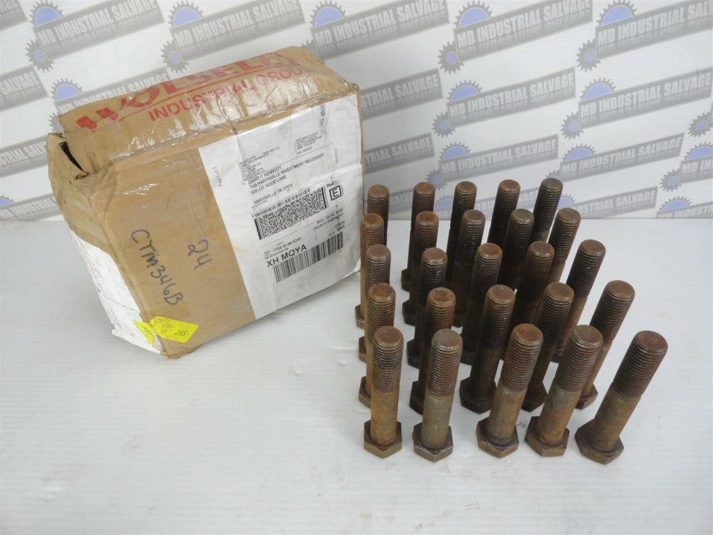 BOX OF 25 - Hex Head bolts, 18‑8, 7/8"‑9 x 5", N14P3708, GRADE 8 (New Old Stock)