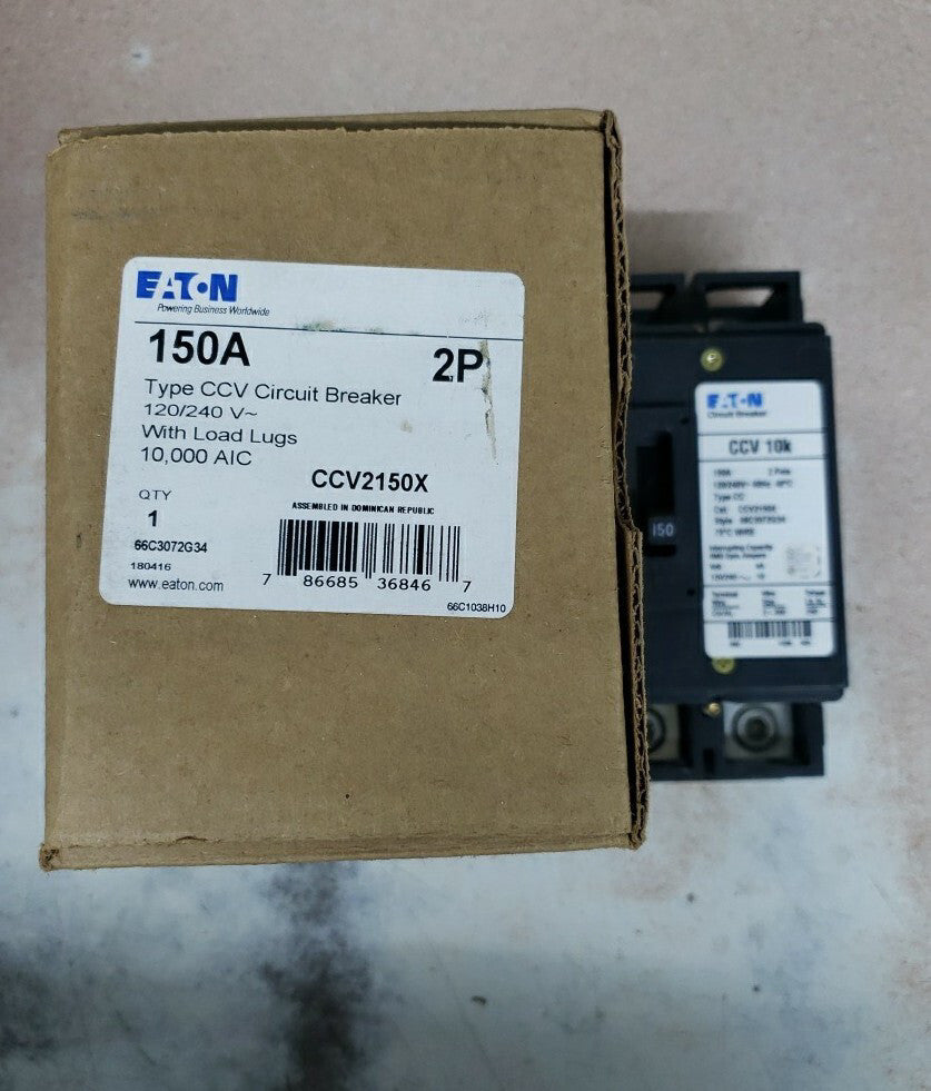1) New Open Box! Eaton CCV2150X 2 Pole 150 Amp Circuit Breaker 10,000 A/C