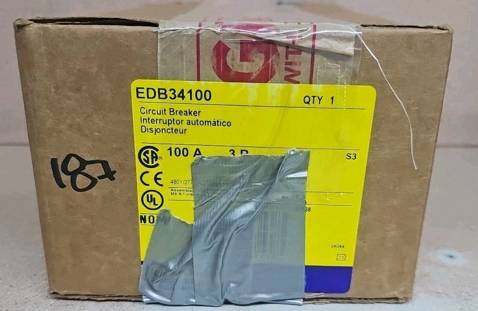 Square D EDB34100 3-Pole Circuit Breaker *NOS*