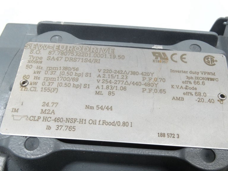 SEW EURODRIVE SA47 DRS71S4/RI   Motor - Used