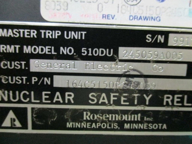 ROSEMOUNT INCORPORATED 510DU-245059A005 MASTER TRIP UNIT UNMP