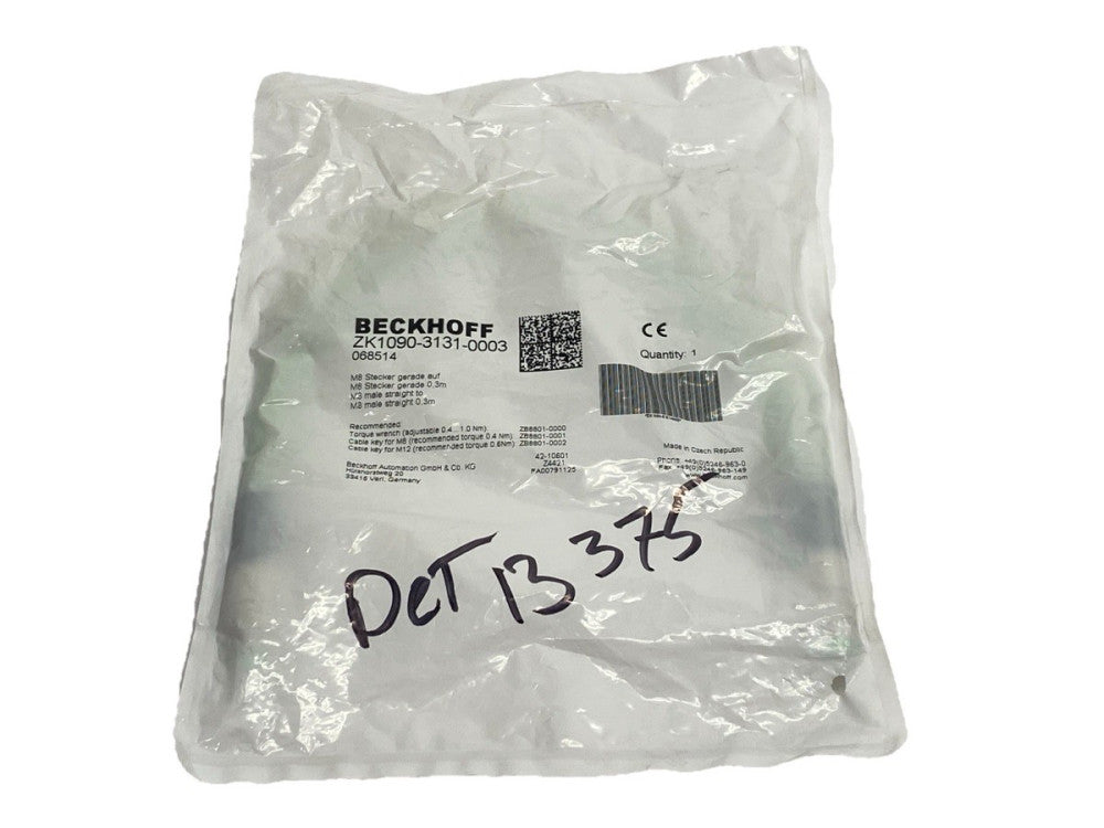 Beckhoff ZK1090-3131-0003 Industrial Ethernet Cable Male M8 4-Pin 0.3m 068514