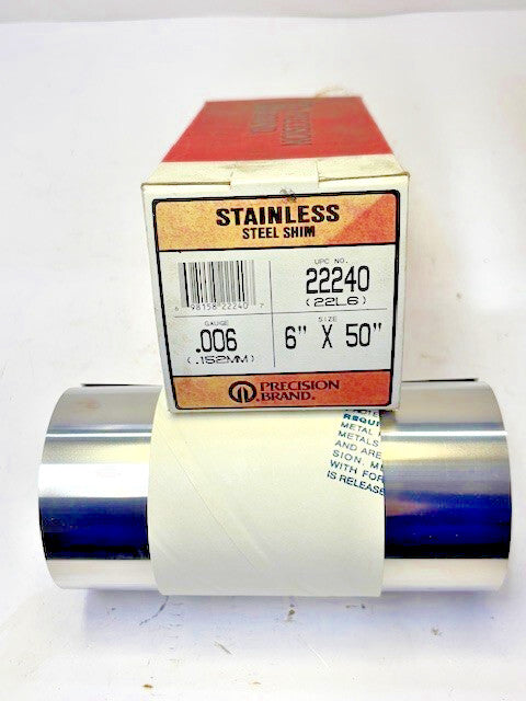 PRECISION BRAND SHIM 22240 STAINLESS STEEL 6" WIDE .006 GAUGE