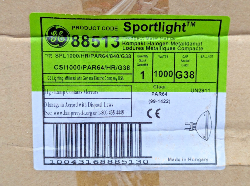 1000W G38 Sports Lighting Lamp GE88513 SPL1000/HR/PAR64/840/G38 Par64 [B1S2]