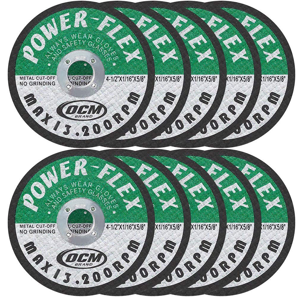 4 1/2 Inch x 1/16 x 5/8 Premium Cut Off Wheels - 10 Pack -, for... 