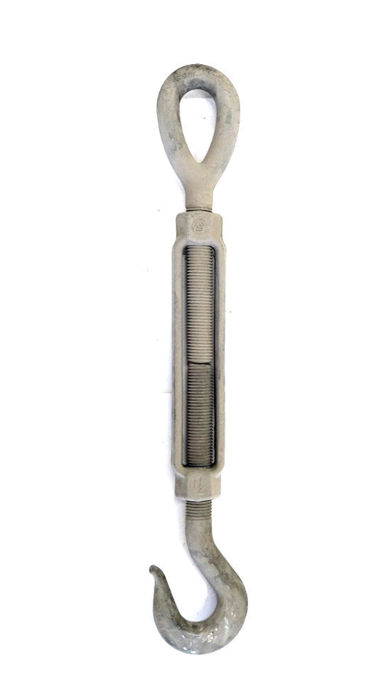 TURNBUCKLE EYE TO HOOK THREAD LENGTH 8-1/2" THREAD SIZE 1-1/2"-6 32" X 44" STEEL