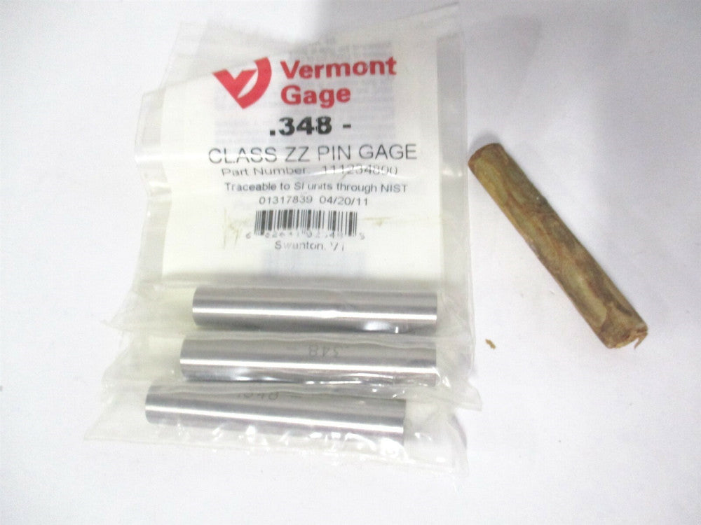 Vermont Gage (111234800) 0.348" Diam Class ZZ Minus Plug & Pin Gage - Lot of 4
