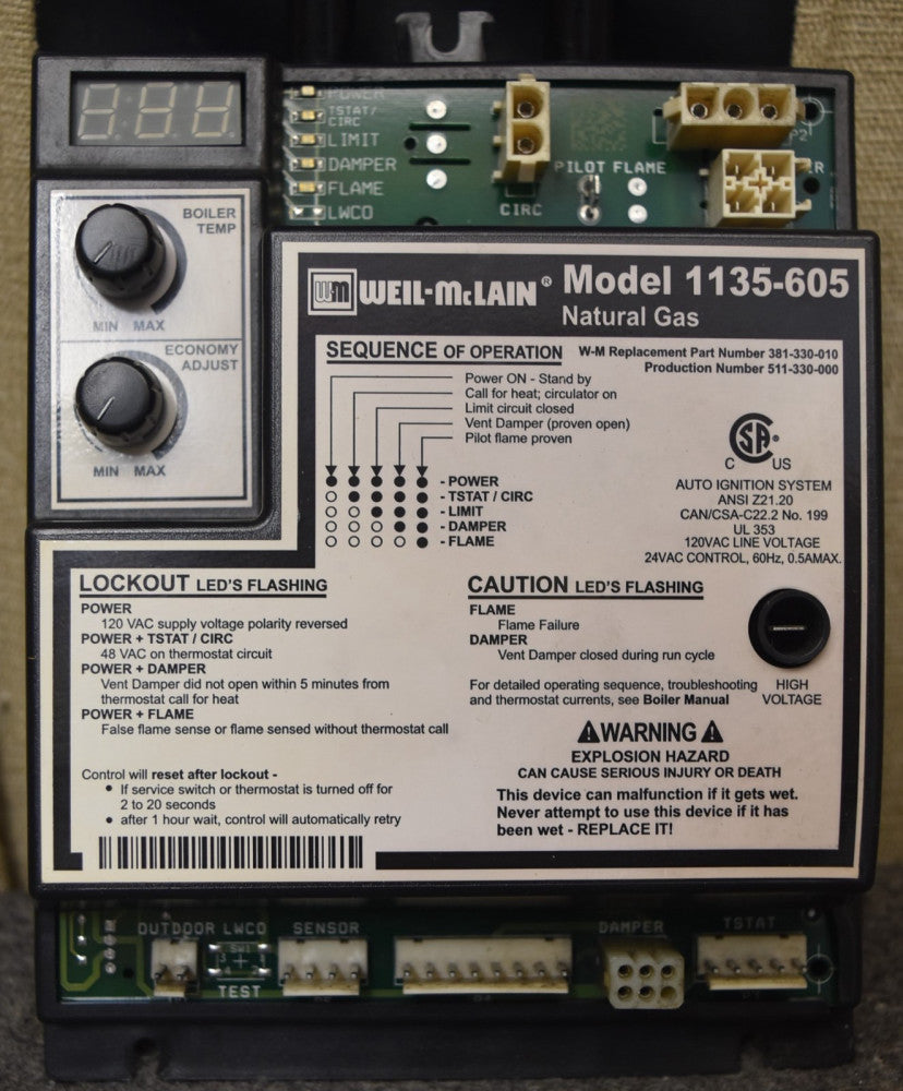 Weil McLain 1135-605 Ignition Module Control Board 381-330-039, 511-330-475 B11