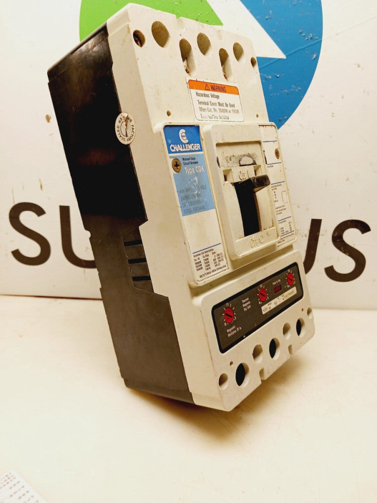 CHALLENGER CDK3400X 400 AMP CIRCUIT BREAKER 3P 240 VAC 250 VDC W/CKT3400T TRIP