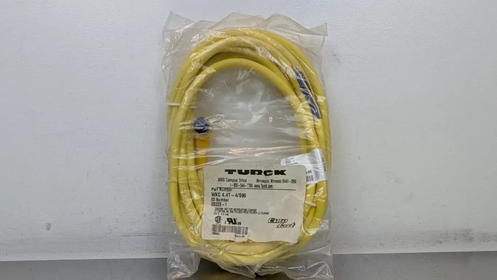 Turck WKC 4.4T-4/S90 Cordset U5325-1 4-Pin Female Right 4-Wire Yellow 250V 4A