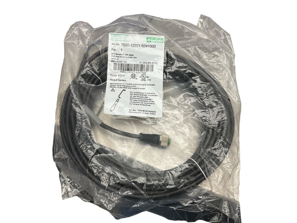 MurrElectronik 7000-12221-6241000 M12 female 0° with cable 5-PIN PUR 4x0.34 10M