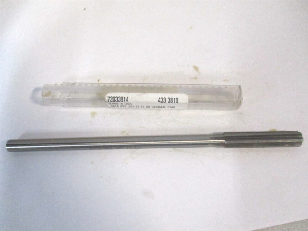 (433-0.3810) 0.381" x 1-3/4" x 7" OAL 6-Flute Straight Shank HSS Chucking Reamer
