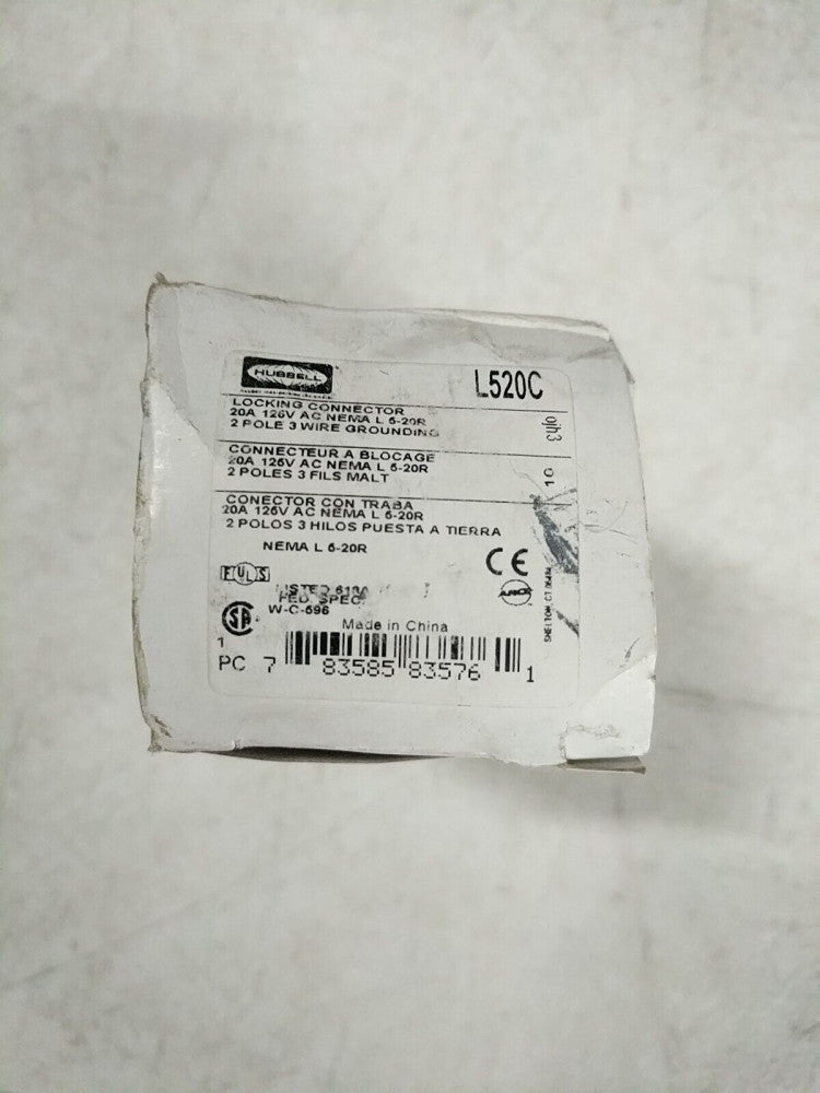 HUBBELL L520C- 20A, 125V, 2P, LOCKING CONNECTOR