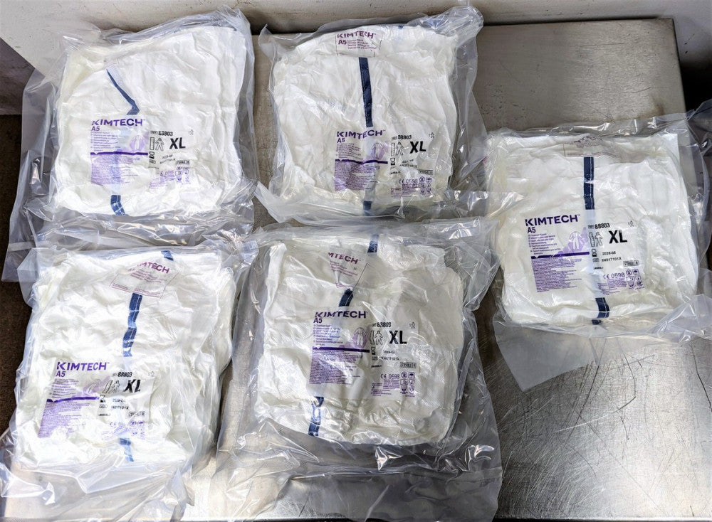 (5) Kimberly Clark Kimtech A5 Cleanroom Sterile Coveralls 88803 XL VACUUM PACKED