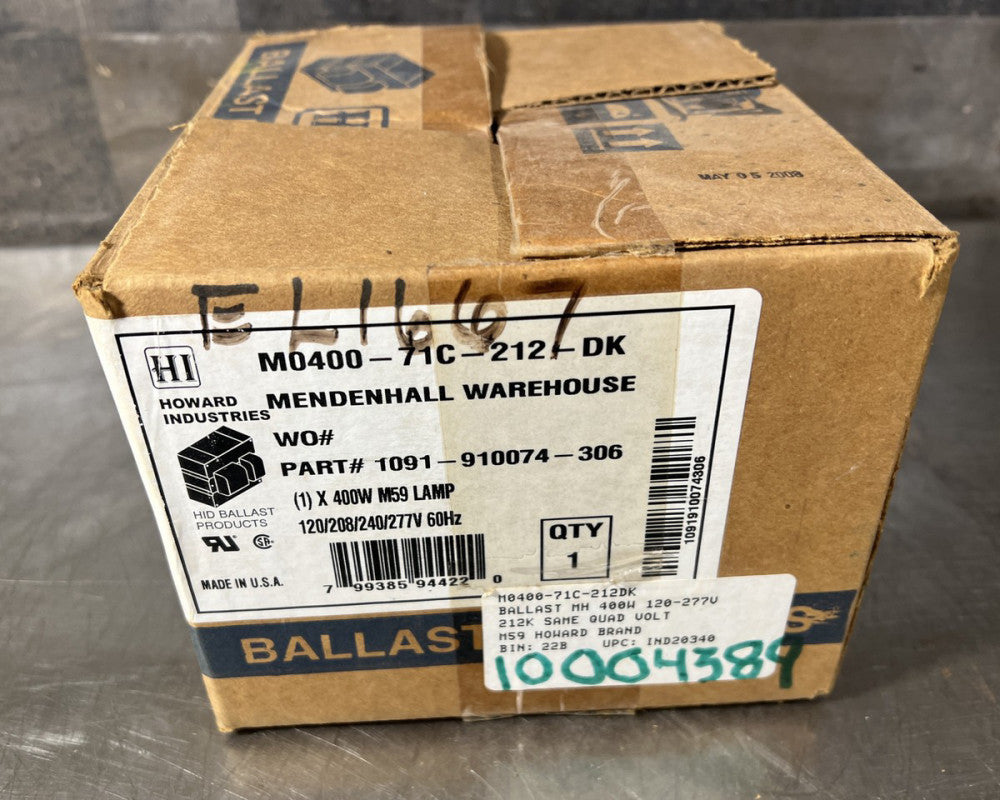 Howard Industries M0400-71C-212-DK Metal Halide Ballast 1091-910074-306 Nos