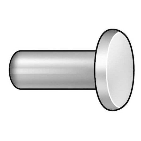 Zoro Select 410806U Solid Rivet, Flat Head, 0.25 In Dia., 0.375 In L, Steel