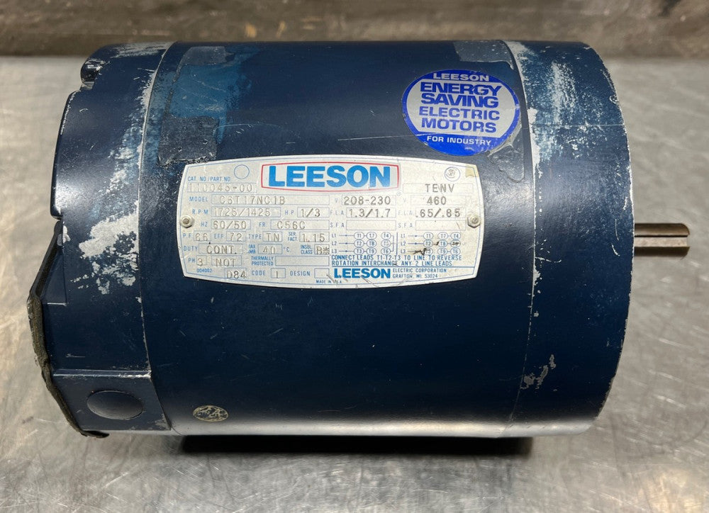 1/3HP LEESON 1725RPM 56C TENV 3PH MOTOR Cat No 110045.00/Model C6T17NC1B Nos