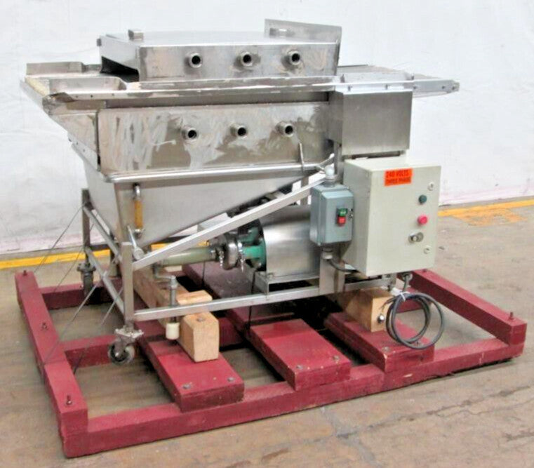 26"Wide X 66"L Stainless Steel Wire Mesh Glaze Enrober with Recirculating Pump