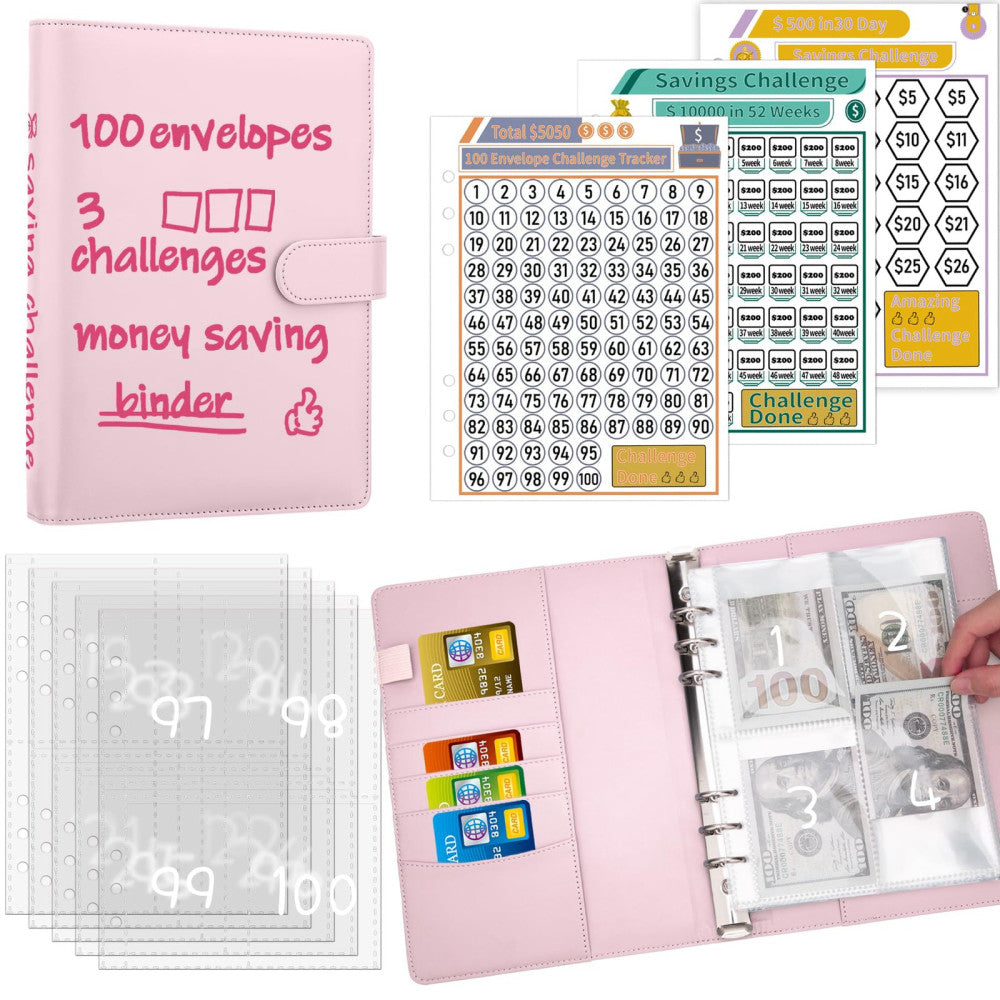 100 Envelopes Money Saving Challenge Binder Savings Challenges Book with Enve...