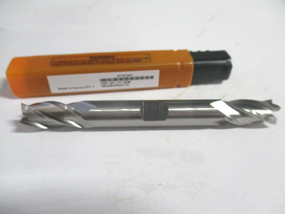 (E1053024) 3/8" x 3/4" x 3/8" x 3-1/2" OAL HSS RH 4 Flute Square End Mill 