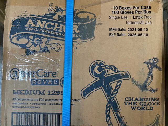 (Case of 1,000) AmerCare 12992 Anchor Vinyl Gloves, Medium