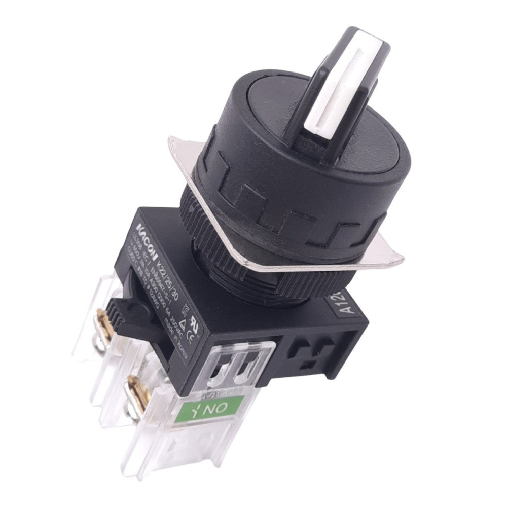 Kacon K22-41K10 Selector Switch, 2-Position Maintained, 1NO, 600VAC 10A, ø22mm
