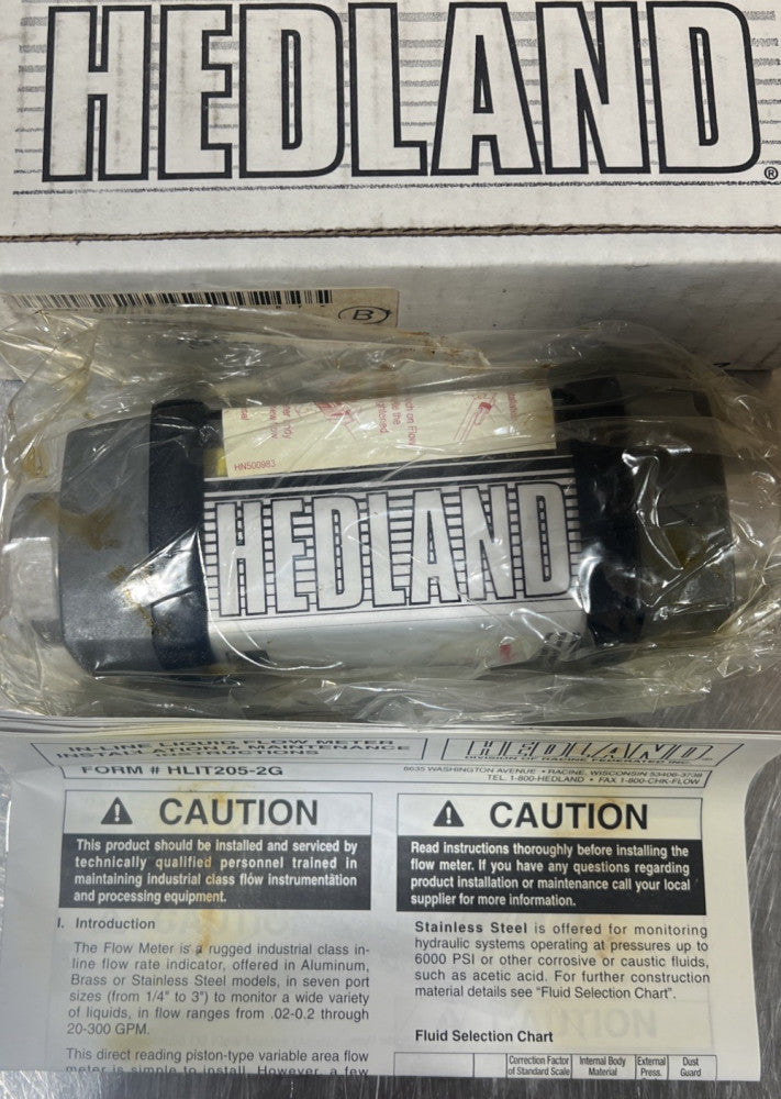 Hedland H600a-002-RF Flowmeter Nos Surplus