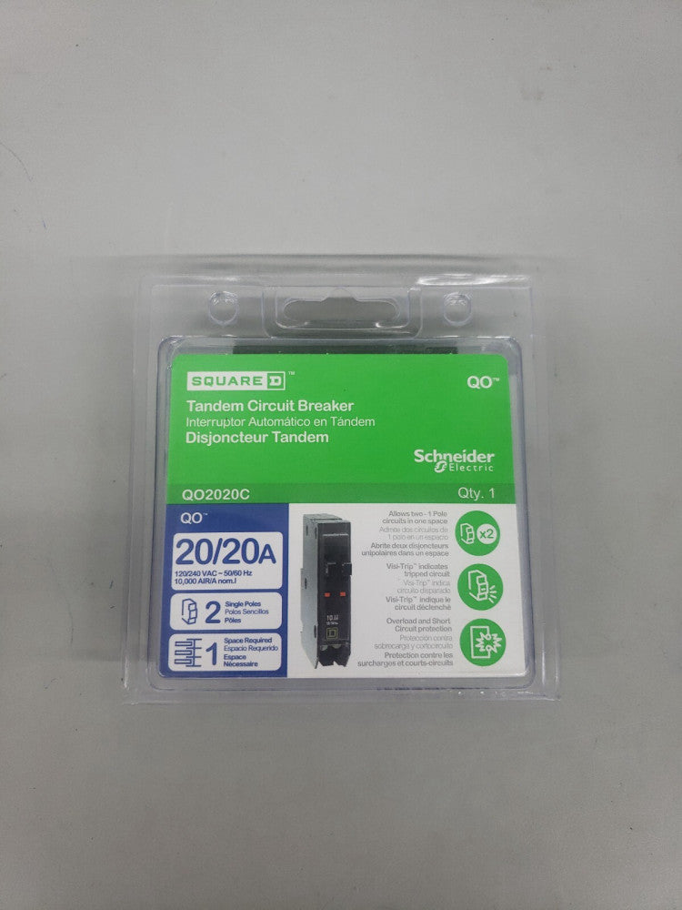 Sealed Square D QO2020 QO2020C Twin/Tandem  20 amp 2 Single Poles Breaker New