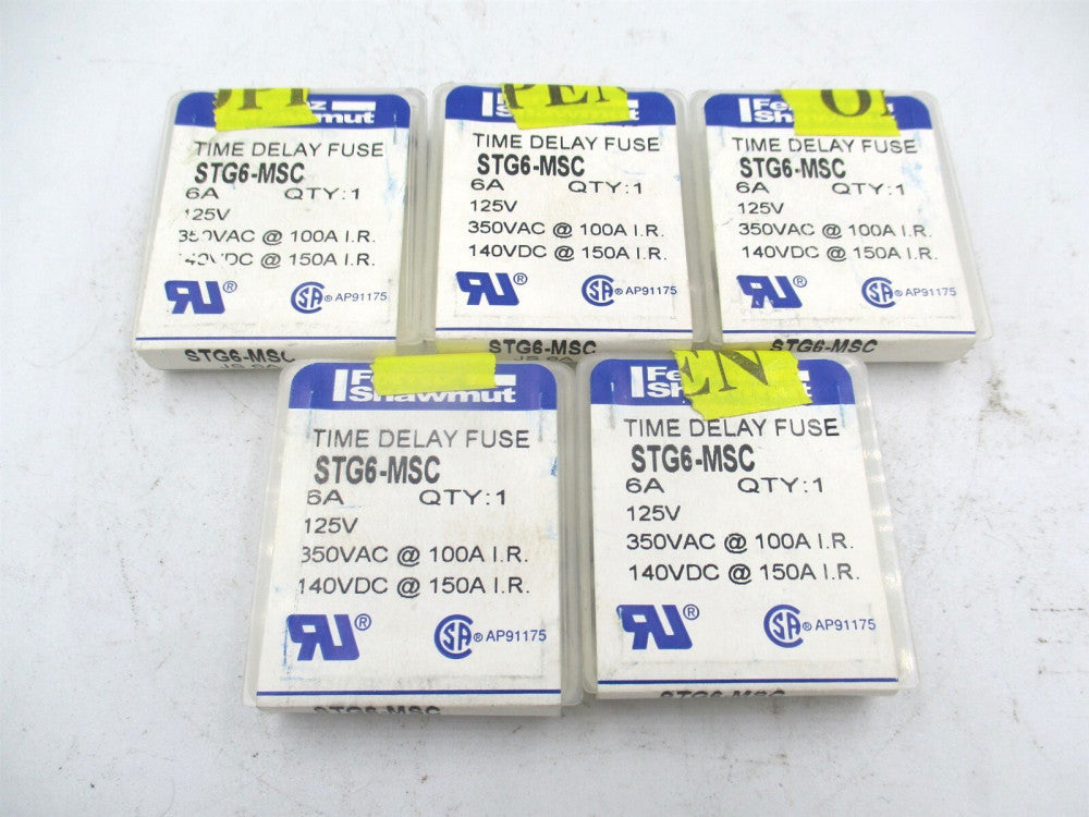 Ferraz Shawmut (STG6-MSC) 6A 5mm x 15mm Cylindrical Time Delay Fuse 5ct - Qty 5