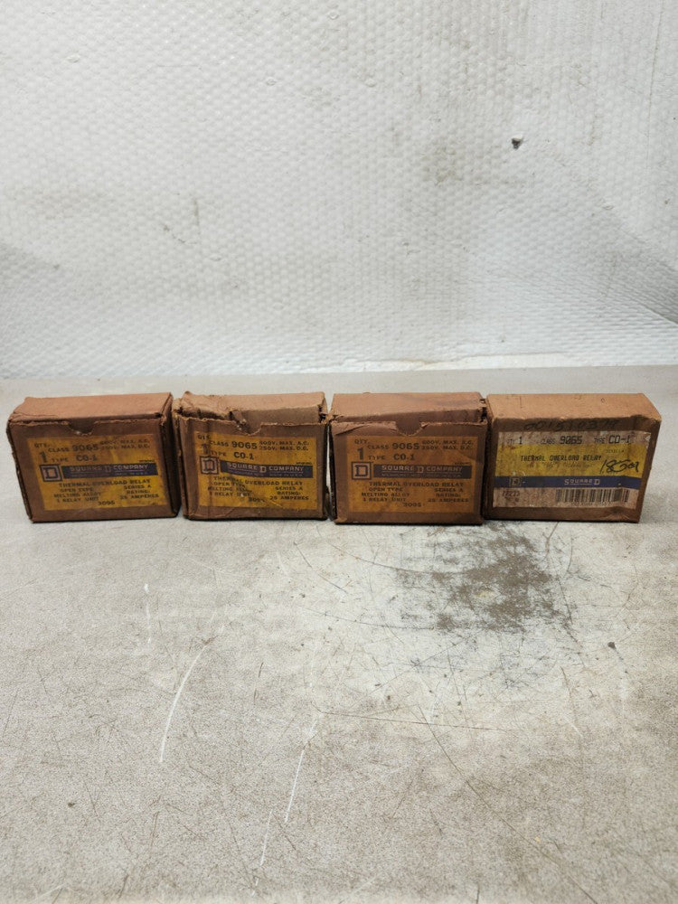 NEW IN BOX LOT OF 4 SQUARE D THERMAL OVERLOAD RELAY TYPE CO-1 CLASS 9065