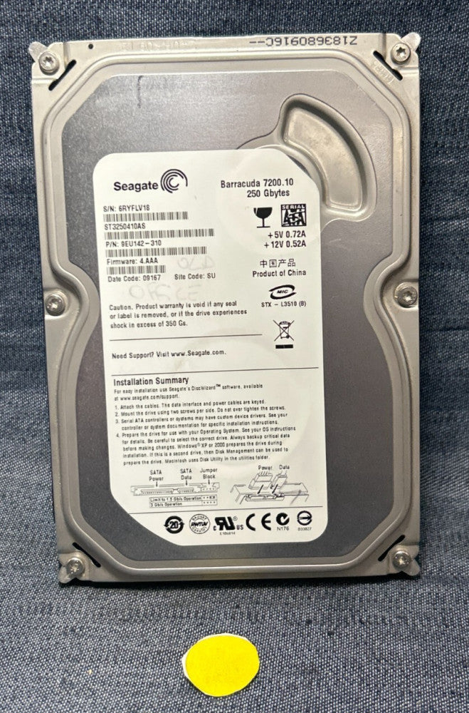 SEAGATE HARD DRIVE 9EU142-310  250GB +5V 0.72A +12V 0.52A