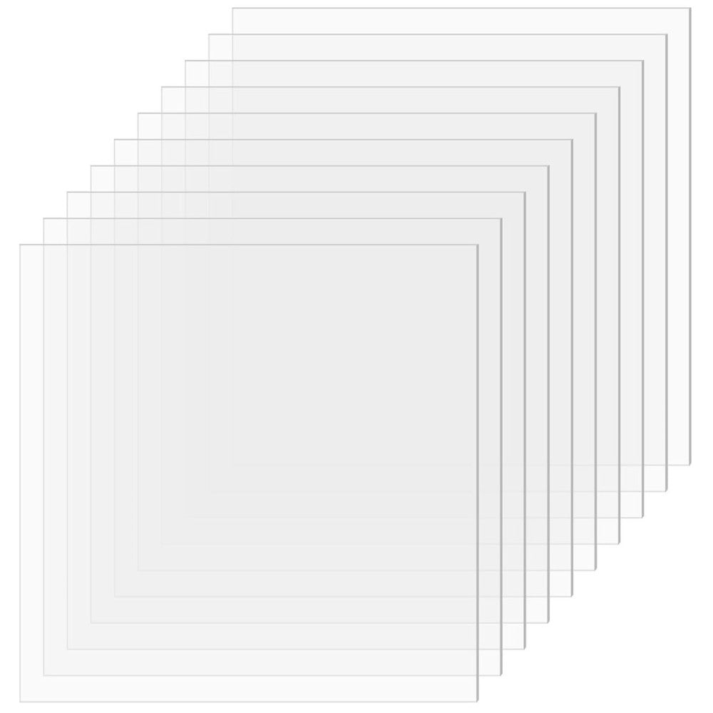 10 PCS Plexiglass Sheets, 12" x 12" x 0.02 Clear PET Sheet Panels, Clear Acrylic