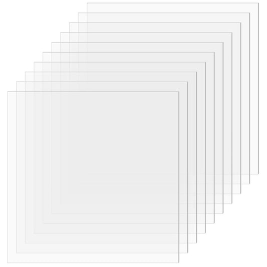 10 PCS Plexiglass Sheets, 12" x 12" x 0.02 Clear PET Sheet Panels, Clear Acrylic