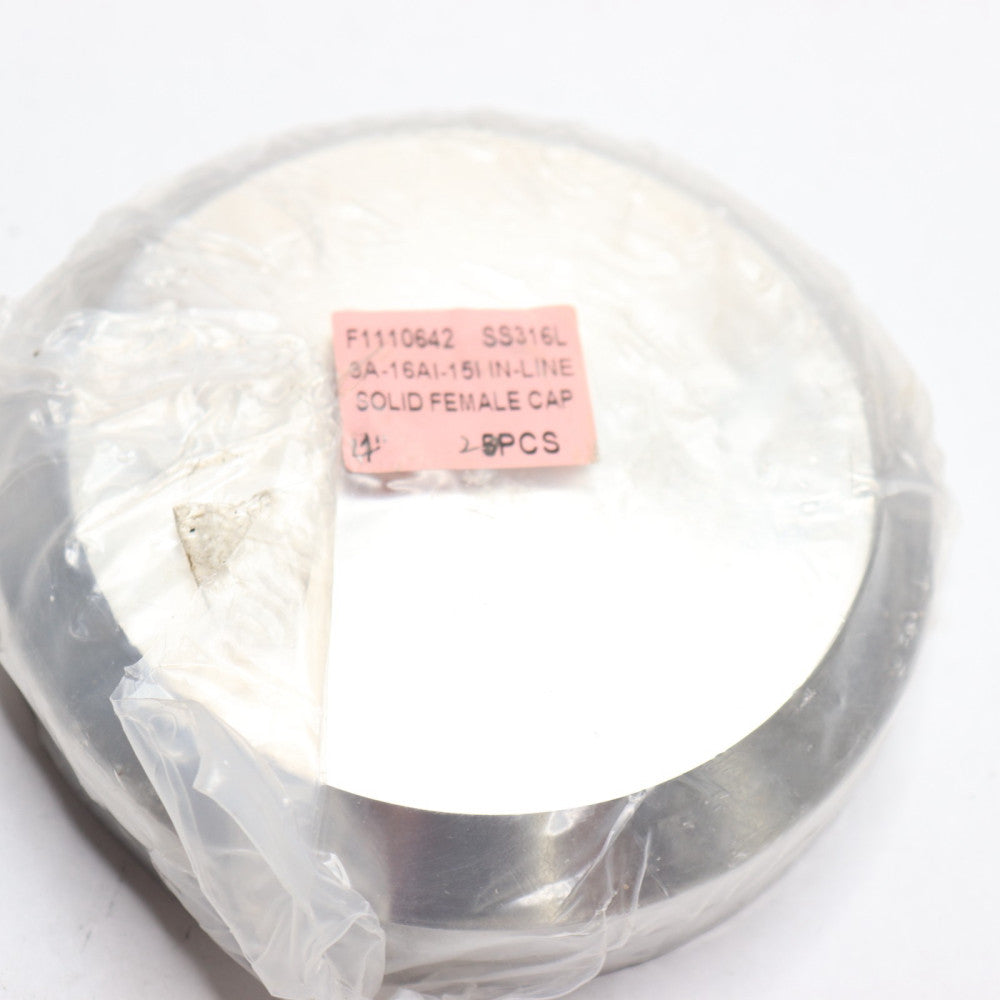 (2-Pk) Sanitary I-Line Solid Female End Cap 316L Stainless Steel 4" F1110642