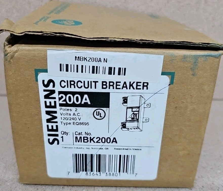 Siemens MBK200A Main Circuit Breaker 200 Amp - 120/240 VAC - 2 Pole - 60Hz - NEW